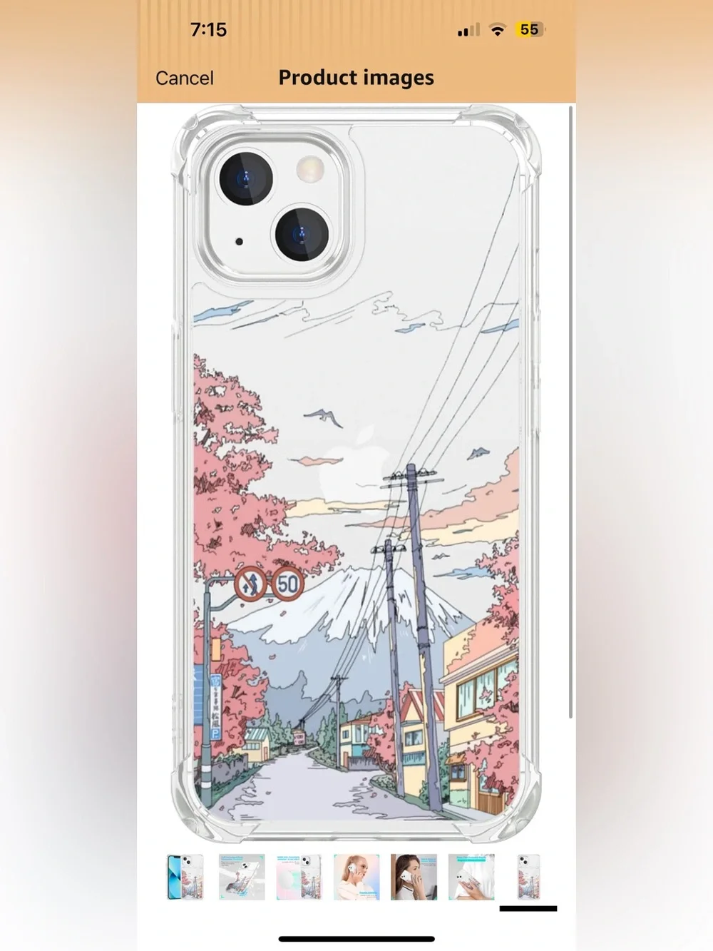 TRADAY Anime Phone Case for iPhone 13 Mini Clear Cherry Blossom Street